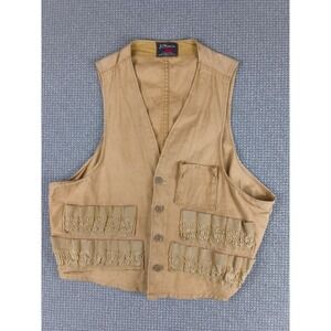 Vintage JC Higgins Hunting Vest Tan Shooting 1950s Canvas Sportsman Outdoor